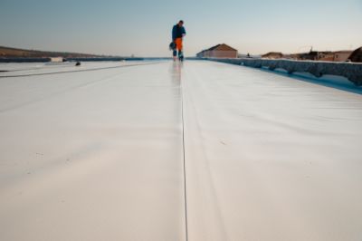 Fiberglass Roof Repair in Progress